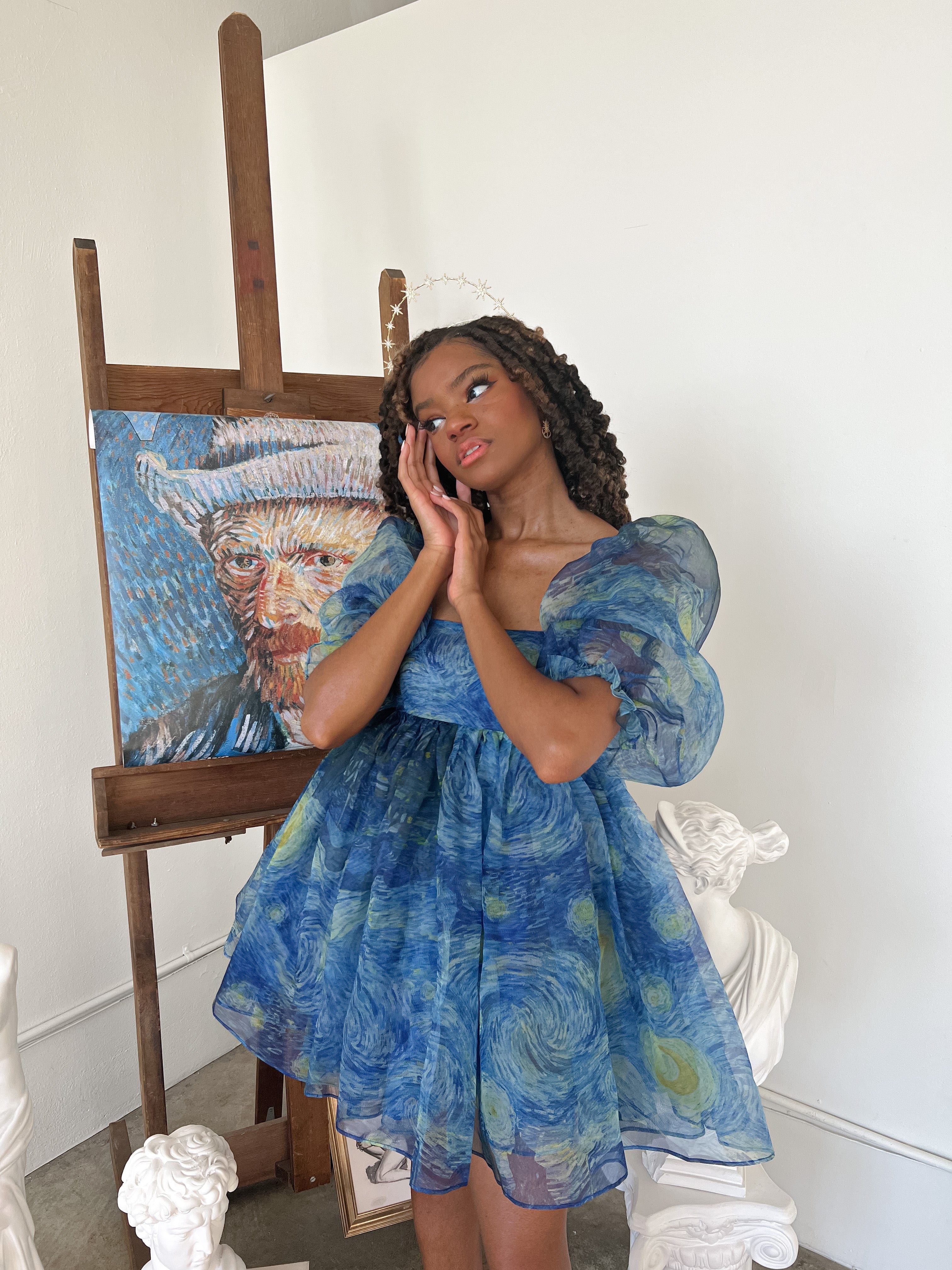 The Starry Night Silk Puff Dress - Image 14