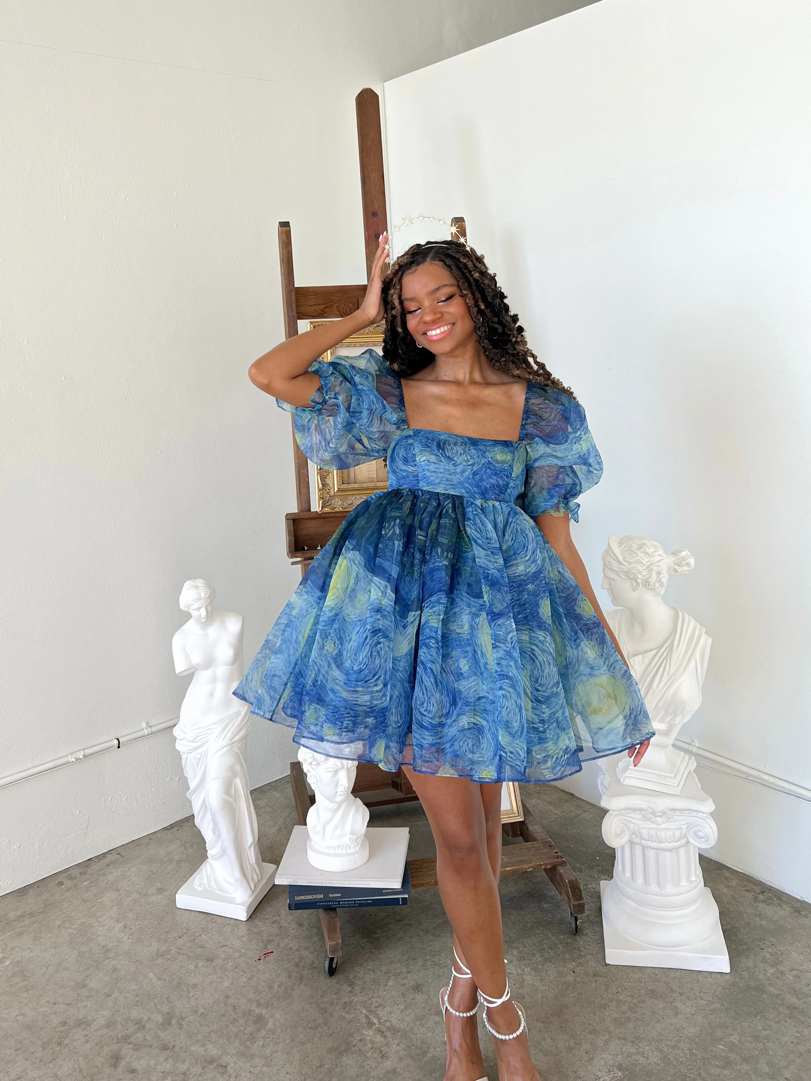 The Starry Night Silk Puff Dress - Image 9